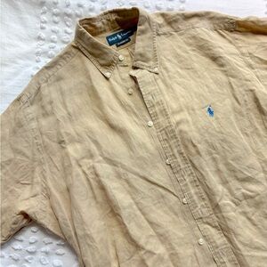 Ralph Lauren Men's Beige Button Down Shirt • Size XL
